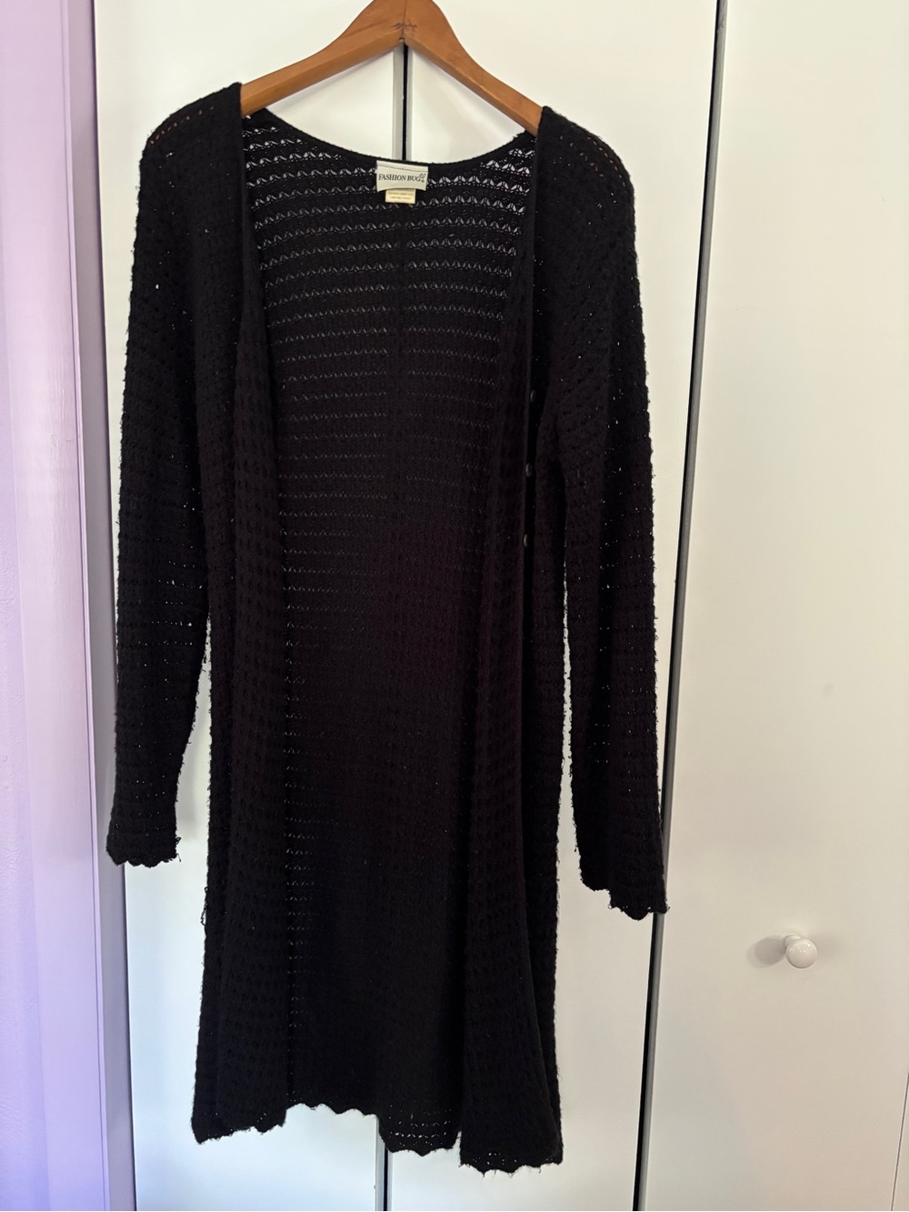 Black Open Knit Trench Sweater - Fashion Bug